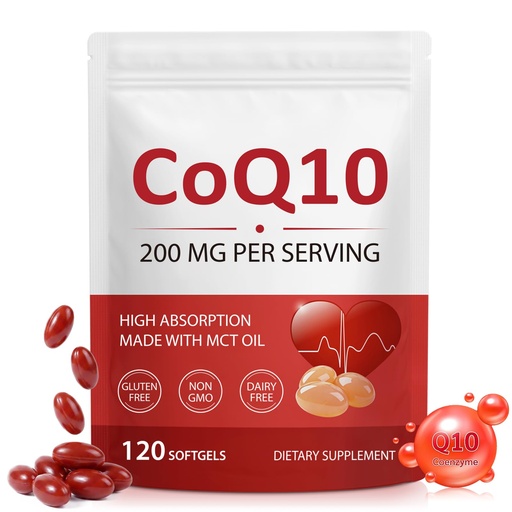 [BRSRYYLQOR7AYC36] CoQ10 Supplement 200mg High Absorb Antioxidant Energy Support 120 Count | Powerful antioxidant helps boost mitochondrial activity, sustain cellular energy and maintain overall body wellness