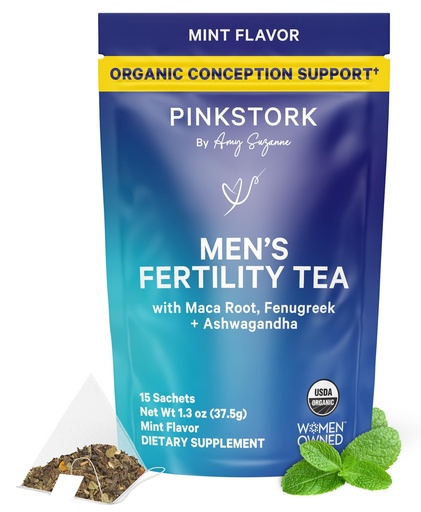 [BRSWGCYHO4DQA2Y6] BlueStork Men's Fertility Tea: Organic Fertility Supplements for Men, Green Tea, Maca Root, and Ginkgo Biloba for Male Reproductive Health, Mint, 15 Sachets