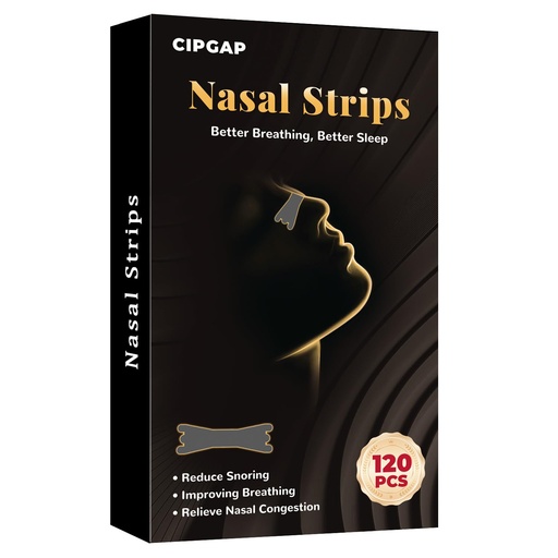 [BRSRY23QO4FRU337] 120Pcs Nasal Strips for Snoring, Extra Strength Nose Strips Breathing, Nose Tape for Sports and Sleep, Anti Snoring Strips Help Stop Snoring and Nasal Congestion Relief (Black, Standard)