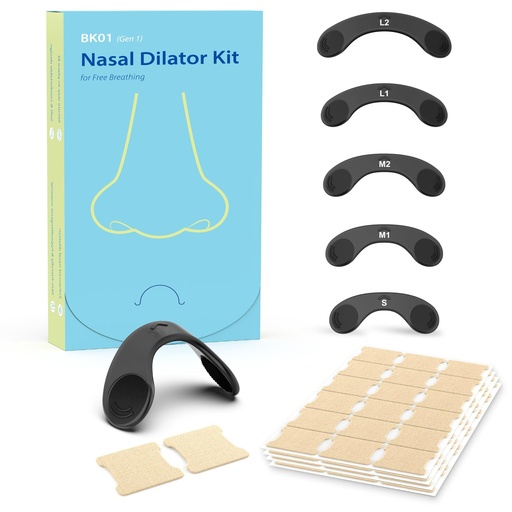 [BRSRYZABCAIGO3TZ] Nasal Strips for Snoring, Extra Strength Reusable Nose Strips for Breathing | Anti Snore Devices nasal dilators for sleep, congestion and sports, 5 sizes for better fit and comfort, 36 Count, Black