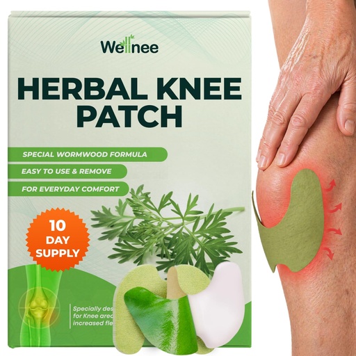 [BRSRAZYEOUNRY3D2] Wellnee Original Herbal Knee Patch - Wellknee Plaster for Knee Support & Muscle Pain - Maximum Strength for a Temporary Relief - Adhesive Heat Patches Made with Natural Herbs for Wellness (10 Pads (Pack of 1))