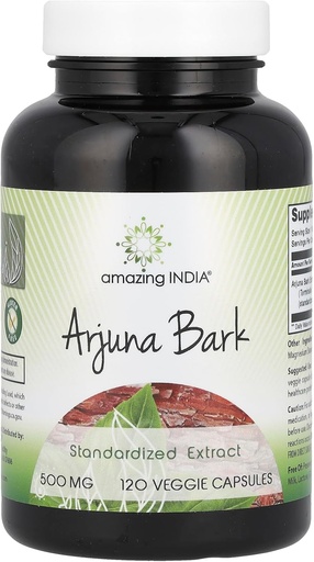[BRSWKH3ZBN6BAGDG] Amazing India Arjuna Bark Extract täydennysosa ... 500 Mg... 120 Kasviskapselit...