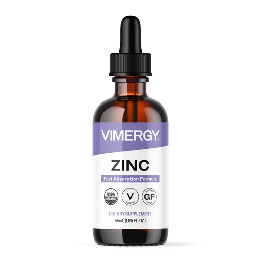 [BRSRMAIFDMMAEYDV] VIMERGY USDA Organic Zinc Supplements for Women & Men (7.5mg Liquid Zinc Per Serving) Fast-Absorbing Immune Support, Promotes Healthy Bones & Skin, Vegan (55 mL)