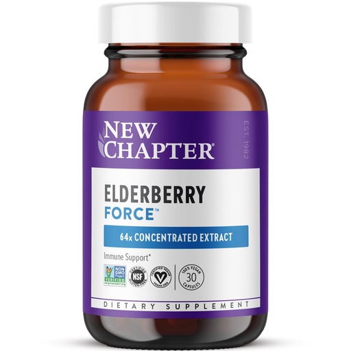 [BRSWKHYPOZ7REHQ3] New Chapter Vegan Elderberry Capsules with 64x Concentrated Black Elderberry + Black Currant for Comprehensive Immune Support, Non-GMO Project Verified, Gluten Free, Certified Vegan, 30 Count