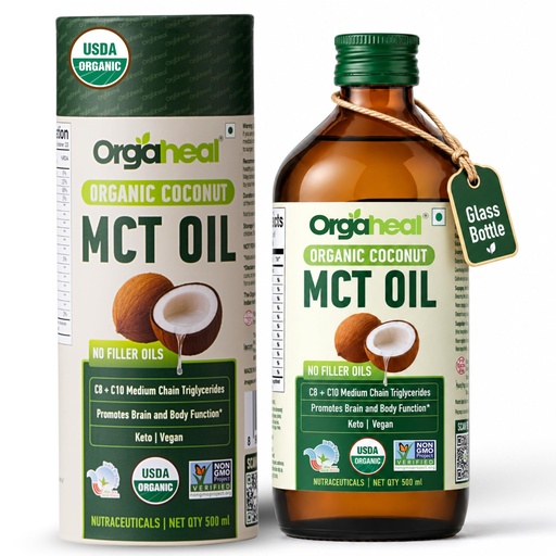 [BRSREYYNOQPBUCI3] Organic MCT Oil, 500ml | Keto & Vegan | Pure Medium Chain Triglycerides from Coconut | Energy Support | C8 & C10 | Ideal for Coffee, Smoothies & Shakes
