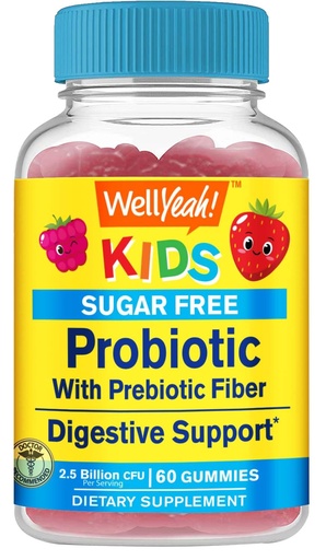 [BRSROCYKCEBQGG3V] WellYeah Kids Probiotic Gummies with Prebiotic Fiber Sugar Free - Probiotics Kids for Digestive Health
