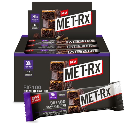 [BRSRYZL6O57QGCDD] MET-Rx Big 100 Colossal Protein Bars, Chocolate Hazelnut, 9 Ct