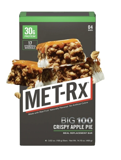 [BRSREGT7ABYGAYIY] MAT-Rx Big 100 Colossal Protein Bars, Crispy Apple Pie Meal Replacement Bars, 4 Ct