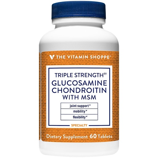 [BRSRMCQYOEORGH3Z] The Vitamin Shoppe Triple Strength Glucosamine Chondroitin with MSM - 1,500 MG (60 Tablets)