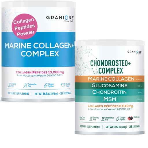 [BRSREGI5A4OQIFLP] Granions Glucosamine Chondroitin MSM Powder and Marine Collagen Powder unflavored - Joint Support Bundle