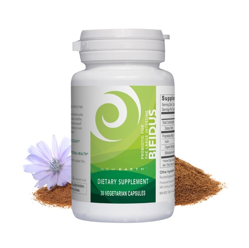[BRSRABALCAGRO3Q3] New Earth Bifidus - Probiotic for Large Instestine, 30 ct - Bifidobacterium Bifidum & Prebiotic for Lower GI Support, Gut Health & Regularity