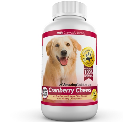 [BRSWKGA7OEBAIEQ7] Amazing Cranberry Supplement for Dogs - Urinary Tract & Bladder Support - 120 Cranberry Chews with Apple Cider Vinegar for Immune Health - Dog Urinary Supplement - Made in USA - Bacon Flavor