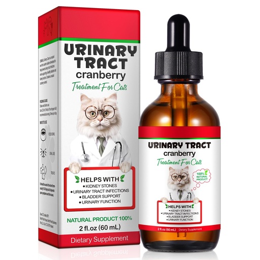 [BRSRGEIBOQPGCA3P] Cat Urinary Tract Infection Treatment, Cat UTI Treatment Drops Supports Bladder, Kidney Stone, Cranberry Kidney Bladder Support Supplement, Chicken Flavor, 60ml