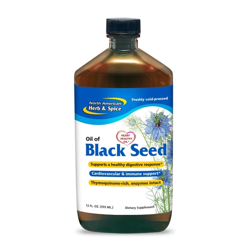 [BRSW2ZI2OEPRG2Y6] NORTH AMERICAN HERB & SPICE Oil of Black Seed - 12 fl oz - Digestive & Arterial Support - Non-GMO - 72 Servings