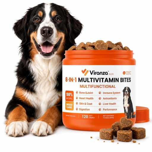 [BRSRYYLROYFGMGQ4] 120 Dog Multivitamin | 8-in-1 Dog Allergy Chews | Probiotics for Dogs | Daily Dog Vitamins & Supplements, Chicken Flavor Multivitamin for Digestion, Gut, Hip & Joint, Skin & Coat and Immune Support
