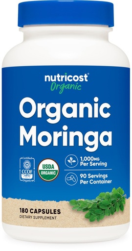 [BRSWYBT7AEGWC3TL] Nutricost Moringa Capsules 500mg, 180 Capsules (90 Servings) - Vegetarian Capsules, Non-GMO, Gluten Free