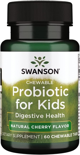 [BRSWGZYHAB6QYAI4] Swanson Probiotic Kids Natural Cherry 3 Billion CFU, 60 Chewables | Immune and Digestive Support for Children in a Cherry-Flavored, Sugar-Free, Vegan and Non-GMO Chewable