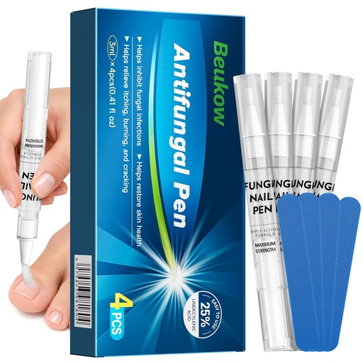 [BRSRYYL2BN6GYDLJ] Nail Fungus Treatment Pen for Damaged Nails-Contains 25% Undecenoic Acid, Tea Tree Oils, along with Other Natural Ingredients, Mild and Non-Toenail Fungus Treatment Extra Strength 4pcs