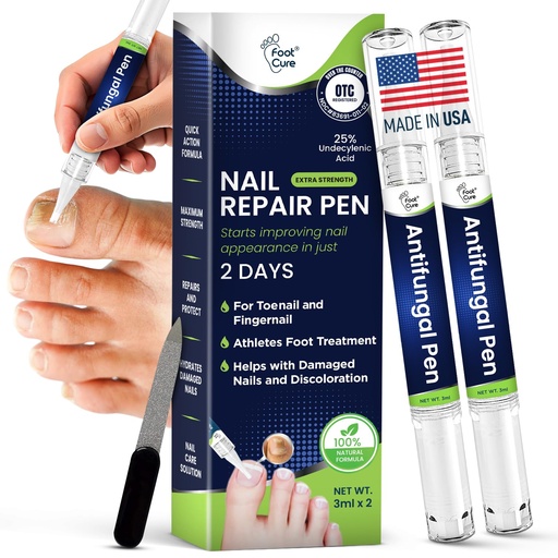 [BRSWGCANBAIRAAYU] Footcure Antifungal Nail Treatment Pen – Extra Strength Toenail Fungus Treatment, 25% Undecylenic Acid for Toenails & Fingernails, Nail Fungus Repair Pen with Tea Tree & Oregano Oil, Made in USA
