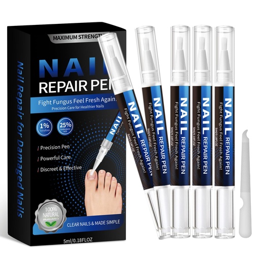 [BRSRYZQDCN5AODQZ] Nail Fungus Treatment Pen (5 Count) 25% Undecylenic Acid Maximum Strength Toenail Fungus Pen, Suitable for Toenail Repair for Damaged, Broken& Discolored Nails Repair -5ml/0.18FLOZ