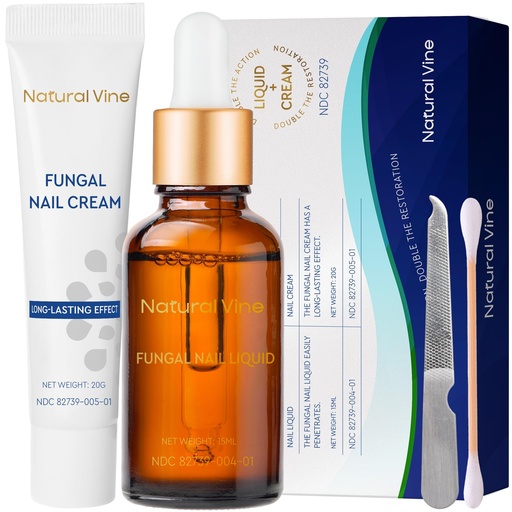 [BRSRMA3YBB7GK33H] Natural Vine Nail Repair Care Kit: Nail Renewal Liquid 15mL and Nail Repair Cream 20g for Toenails and Fingernails, Extra Strength Nail Appearance Support with Botanical Extracts