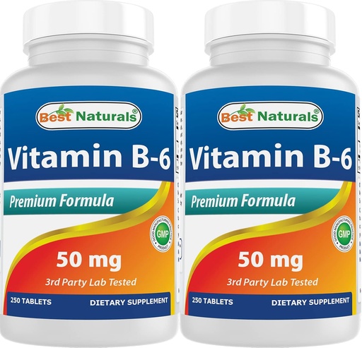 [BRSW2AYFAQPAKGTV] Cele mai bune naturale Vitamina B6 50 mg 250 comprimate (250 număr de 2)