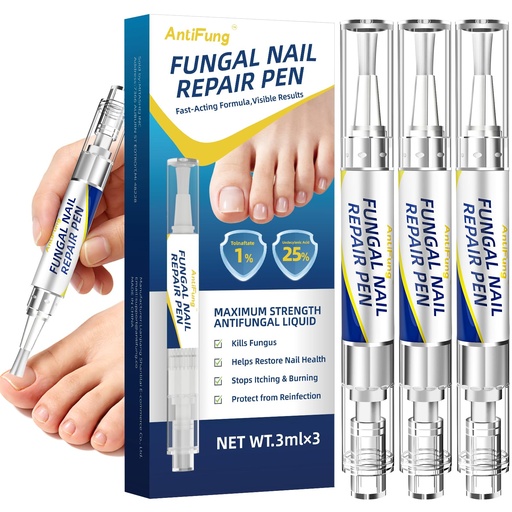 [BRSRGALRCR5RMHLU] Toenail Fungus Treatment Extra Strength - AntiFung Pen - Maximum OTC with 25% Undecylenic Acid - for Damaged Nails, Ingrown Nails & Discoloration - 3-Pack Applicator Pen