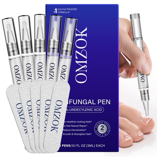 [BRSRYZQCAF7RYELJ] Toenail Fungus Treatment Extra Strength, Nail Fungus Pen, 25% Undecylenic Acid with added Tea Tree Oil, Jojoba, Clove Bud Oils & Aloe, Fast-Acting Solution for Toe & Fingernail Fungi, 5PCS
