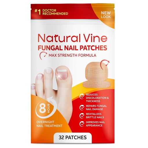[BRSRYZYPDIPA2CDJ] Natural Vine Fungal Nail Patches: Max Strength Formula for Toenail and Fingernails - 8-Hour Nighttime Renewal with 1% Tolnaftate - Toenail Fungus Treatment Extra Strength 32 Patches