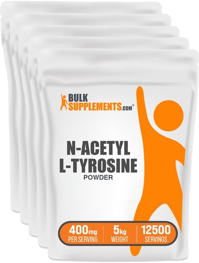[BRSWIAY5OYPA4EI3] BulkSupplements.com N-Acetyl L-Tyrosine Powder -Tyrosine Supplement, NALT Powder - Amino Acid Supplement, Unflavored & Gluten Free, 400mg per Serving, 5kg (11 lbs) (Pack of 5)