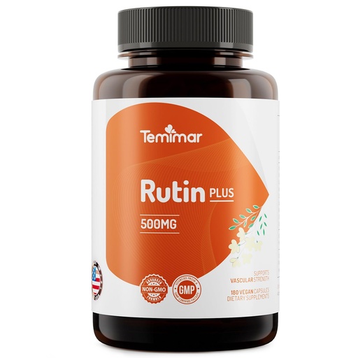 [BRSREBIYCAIQI33X] Rutin 500mg Supplement, Flavonoids Supplements from Sophora Japonica, Supports Vascular Health & Antioxidents, Non-GMO, Gluten-Free, Made in USA, 180 Vegan Capsules