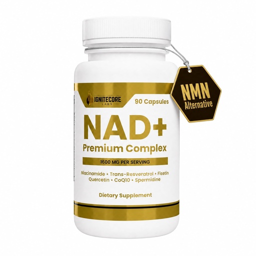 [BRSRYZQ2OQFWME3P] NAD+ Premium Complex 1600mg | Niacinamide Fisetin Quercetin Trans-Resveratrol CoQ10 Spermidine | Longevity Supplement Cellular Energy Healthy Aging Support | Vegan Non-GMO Gluten Free | 90 Capsules