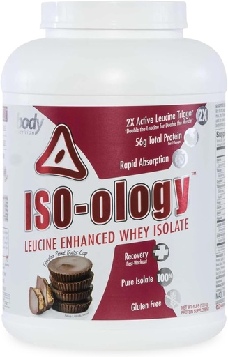 [BRSWKEAZOMHWICDA] Body Nutrition ISO-Ology, Leucine-Enhanced Whey Isolate Protein Powder, Post-Workout Recovery Supplement, Isolated Grass Fed Whey, Chocolate Peanut Butter Cup Flavor, 4lb