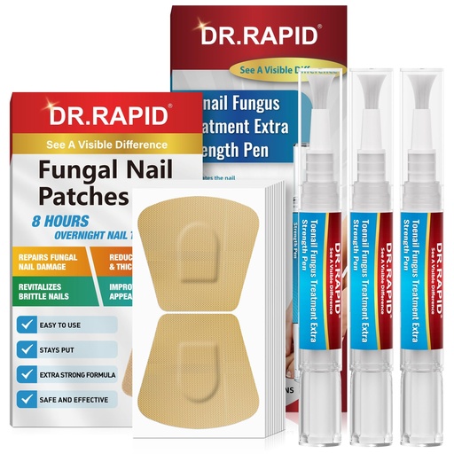[BRSRGCYZAB5B43AY] Toenail Fungus Treatment Extra Strength - DR.RAPID Toenail Fungus Treatment Pen & Fungal Nail Patches, Day and Night Fungal Nail Treatment Set, Ideal for Nail Repair for Damaged Nails Toenail Fungus