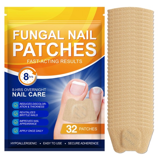 [BRSREGT7CV4BU3Q2] Nail Patches 32 PCS, Toenail Treatment Extra Strength, 8-Hour Overnight Nail Fast Acting Repair Effortless Hydrogel Nail Care and Repair, Nighttime Nail Repair for Damaged, Discolored Nails