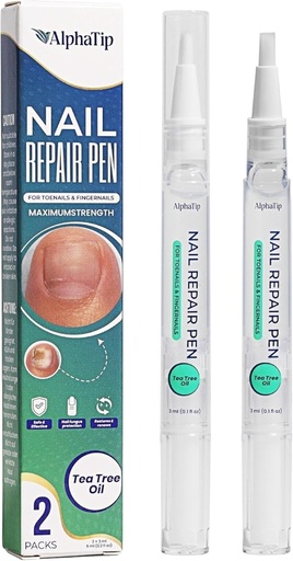 [BRSREBT2O57RG33J] Toenail Treatment & Nail Repair Pen, Nail Strengthener and Care Solution for Damaged, Brittle Nails – Gentle Botanical Formula, Easy Twist Pen– 2 Pens