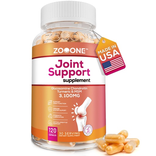 [BRSREGQYPMHR6FL2] zooone Advanced Joint Support Supplement with Glucosamine, Chondroitin, Turmeric & MSM - 120 Tablets for Back, Knee, Hand Bone Health