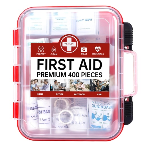 [BRSREAIYO4IQG232] 400 Pieces All-Purpose First Aid Kit, Organized Dual-Layer Wall | 100-Person, Professional Medical Kit For Home, Car, Camping, Travel, Office, Outdoor, Business & Sports