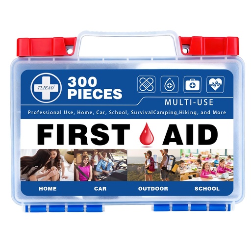 [BRSREALYCMGQKH32] 300 Piece Professional First Aid Kit, Navy Blue | Multi-Function Portable Medical Kit For Home, Car, Travel, Camping, Worksite, Outdoor, Business & Sports