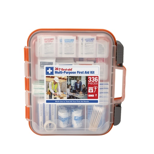 [BRSWYYIROUGR4GTB] 24/7 First Aid OSHA Compliant First aid Kit, All-Purpose 100-Person Emergency First Aid Kit for Business, Home, and Car in Plastic Case with Easy-Slide Latches, 336 Pieces