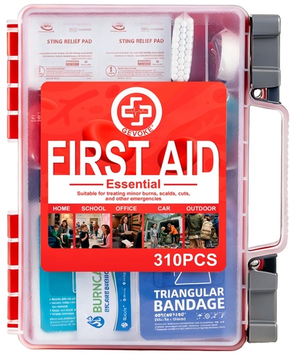 [BRSREBT2DMBQO23K] Gevoke Professional First Aid Kit, 310 Piece HardCase, Easy to Organize