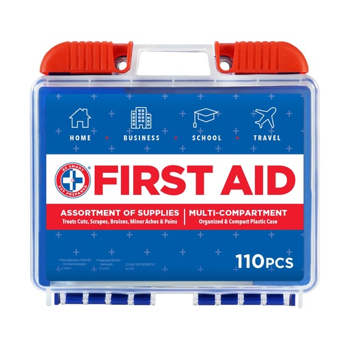 [BRSWIEIQAEIRY3TK] Be Smart Get Prepared 110 pc First Aid Kit: Clean, Treat, Protect Minor Cuts, Home, Office, Car, School, Business, Travel, Emergency, Outdoor, Camping & Sports, FSA/HSA (Packaging may vary)
