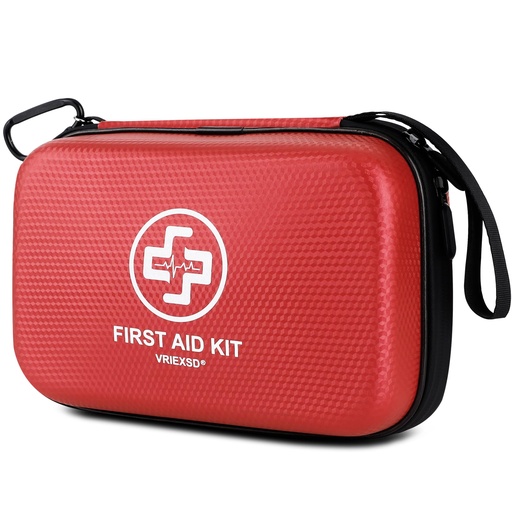 [BRSRAFD6BB4G22DO] VRIEXSD Premium 320-Piece First Aid Kit, Waterproof EVA Hard Shell Case,Red | Compact Design Emergency Medical Kits with Comprehensive Supplies For Home, Camping, Car, Hiking, Travel, Businesses, Outdoor