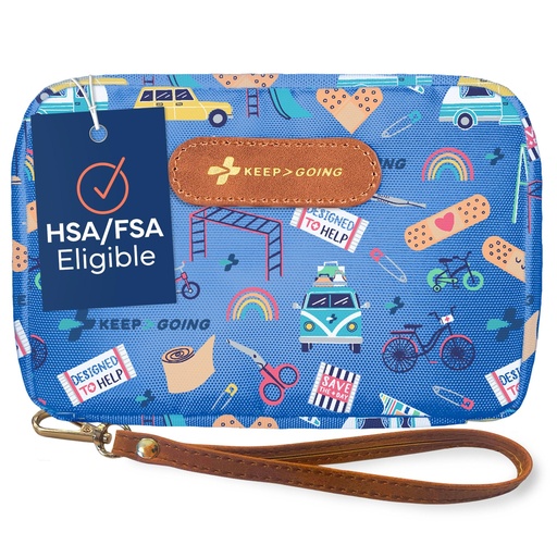 [BRSRMHQHCEFAK2TZ] KeepGoing Travel First Aid Kit for Kids, 130 Pc. TSA-Approved Travel Size | Toddler First Aid Kit, Mini First Aid Kit for Car, Home, Purse, Diaper Bag & Backpack, Latex-Free Bandages