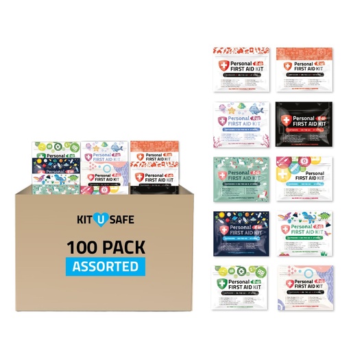 [BRSRGC3YDENRAFI7] Bulk Mini First Aid Kits - Individual Grab-and-Go Pouches in Assorted Colors - Travel Size First Aid Supplies for Businesses, Schools, Clinics, Relief Efforts & Employee Wellness (500, 1, Count)