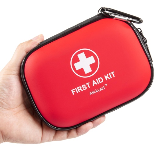 [BRSROYINBAFGGALL] Mini First Aid Kit - 120 Piece Small Waterproof Hard Shell Medical Kit for Car, Home, Office, Travel, Camping, Sports, Outdoor, School - Emergency First Aid Supplies and Survival Kit (Red)