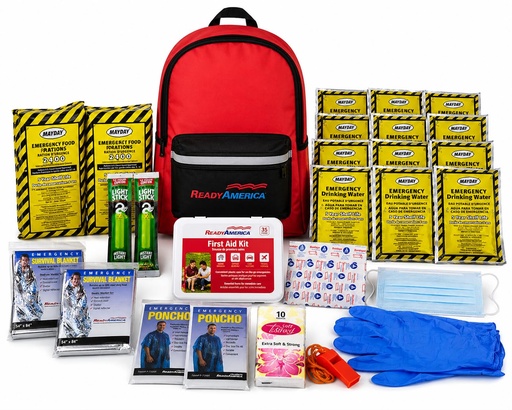 [BRSWIYQPBEMAKD3E] Ready America 70280 72 Hour Emergency Kit, 2-Person, 3-Day Backpack, Includes First Aid Kit, Survival Blanket, Portable Preparedness Go-Bag for Camping, Car, Earthquake, Travel, Hiking, and Hunting, Red | 72-Hour Emergency Kit with First Aid, Survival Blanket and Portable Go-Bag for Travel, Camping, Home, Car and Outdoors