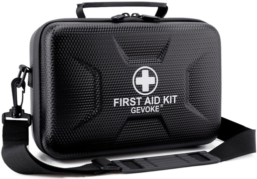 [BRSREYYNBBYQ2YDK] Gevoke 410 Piece Waterproof Hard Shell First Aid Kit, Black | For Home, Car, Travel, Camping, Truck, Hiking, Sports, Office, Vehicle & Outdoor, Emergency Medical Kits