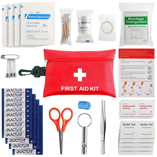 [BRSRMFIBOQJWACLJ] First Aid Kit - 97 Piece - Small Travel First Aid Kit, Ideal for Cars, Schools, Sports, Homes, Travel, Camping, Hiking