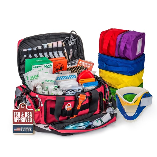 [BRSRGAYRAAPAEHTJ] RHINO RESCUE First Responder Large EMT Bag Fully Stocked with Medications | 300+ Supplies Trauma First Aid Kit EMS Advanced Medical Kit for Pre-Hospital, Public Facilities, Paramedics, Firefighters